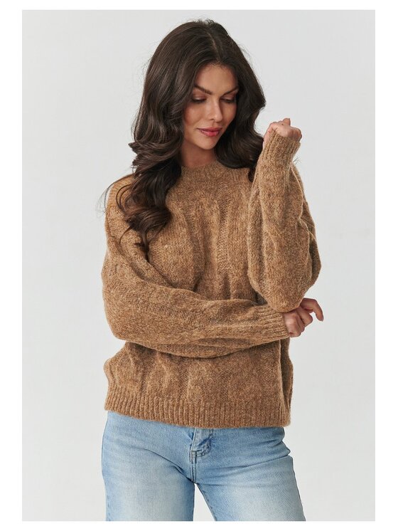Makadamia Makadamia Sweter S169 Brązowy Boxy Fit