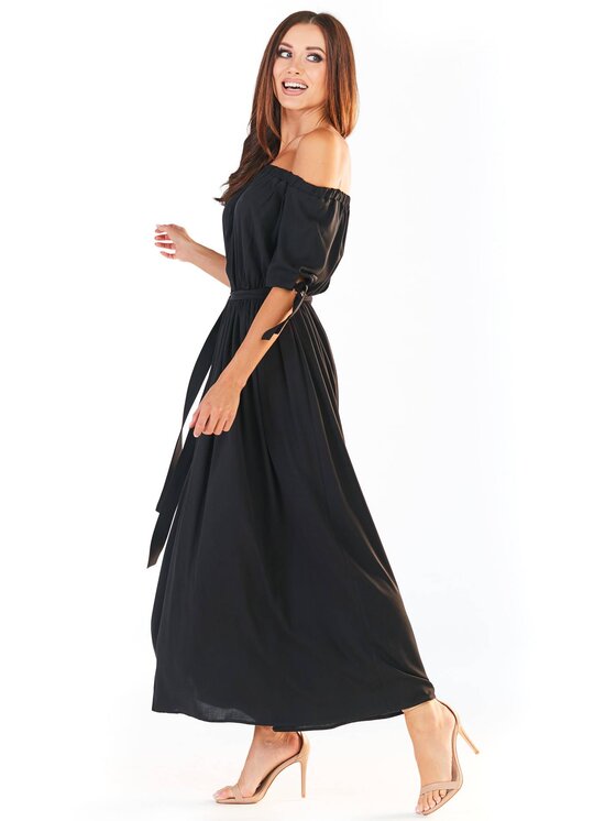 Awama Awama Sukienka letnia A357 Czarny Basic Fit
