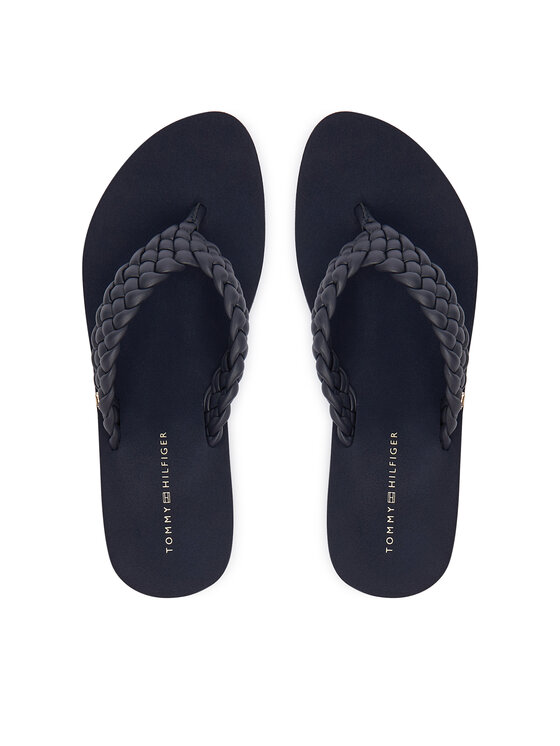 Tommy Hilfiger Tommy Hilfiger Japonki Th Wedge Cornrow Beach Sandal FW0FW09037 Granatowy