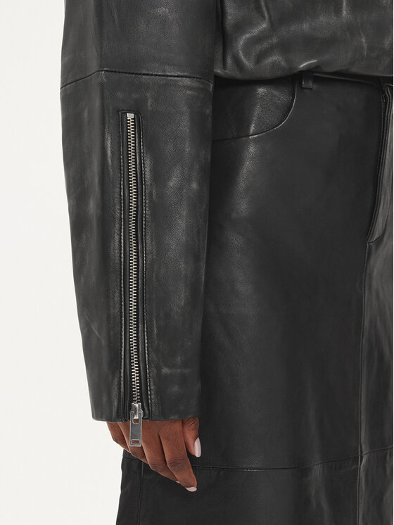 Gestuz Gestuz Lederjacke Gemma 10908766 Schwarz Relaxed Fit