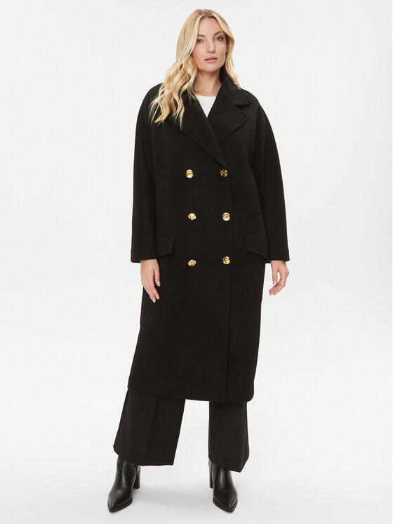 Elisabetta Franchi Elisabetta Franchi Płaszcz wełniany CP-44D-36E2-008339 Czarny Regular Fit