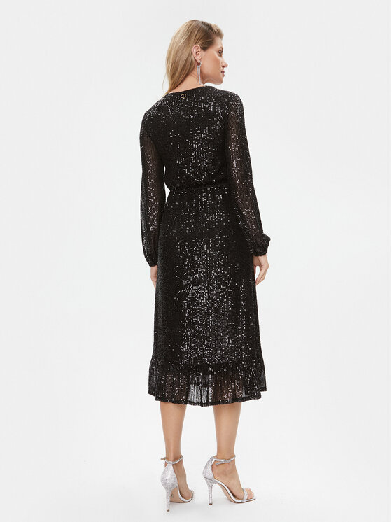 TWINSET TWINSET Kokteilinė suknelė 232TT2280 Juoda Regular Fit