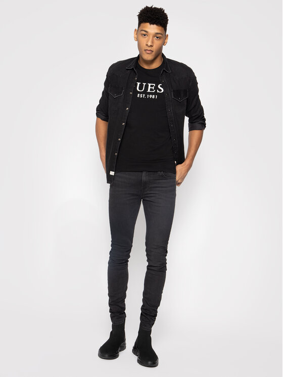 Guess Guess T-Shirt Argenté M0GI93 J1300 Černá Super Slim Fit