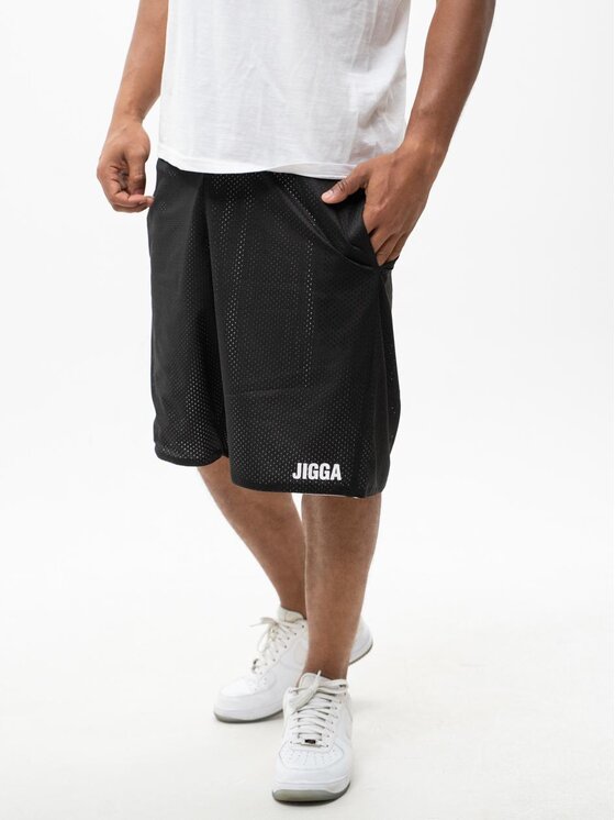 Jigga Wear Jigga Wear Szorty sportowe Krótkie Spodenki Sportowe Dwustronne 2 w 1 Czarne Białe Jigga Wear Small Outline XL Kolorowy Regular Fit
