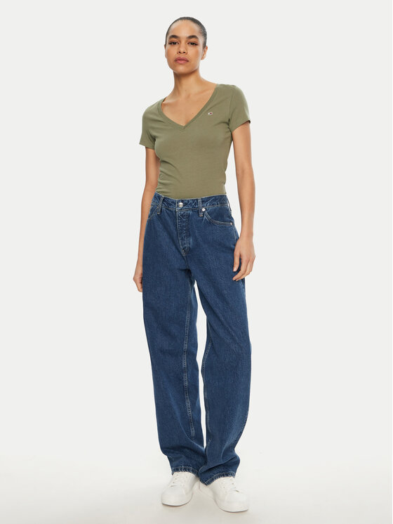 Tommy Jeans Tommy Jeans Majica DW0DW20458 Zelena Slim Fit