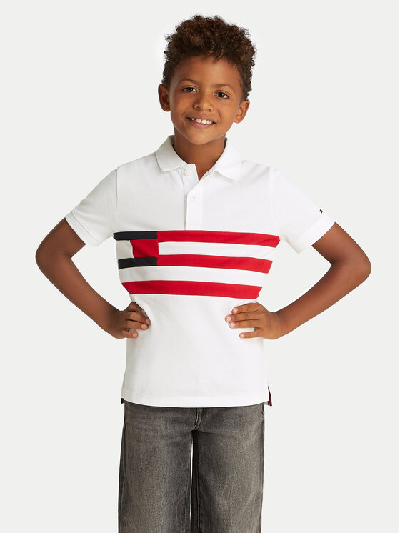 Chłopięce Polo Tommy Hilfiger, Rozmiar 14Y, Białe, KB0KB09528 D