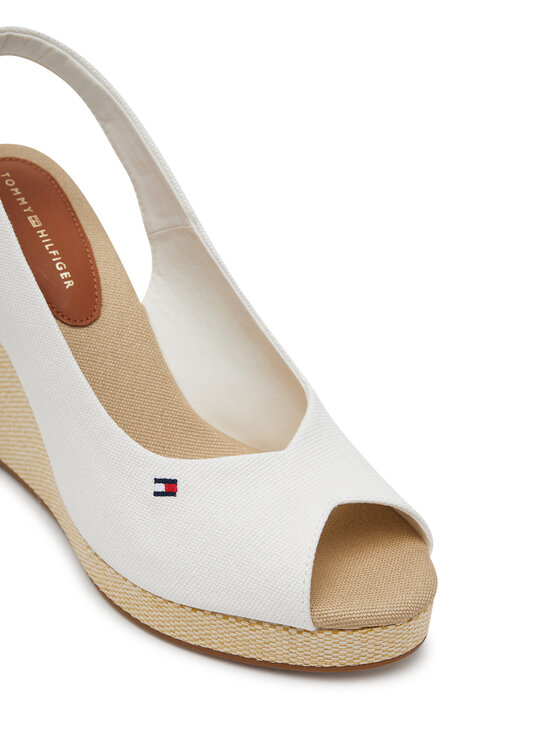 Tommy Hilfiger Tommy Hilfiger Espadrillas Flag High Wedge Espad Slingback FW0FW08597 Bianco