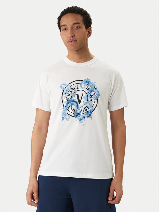 Versace Jeans Couture Tricou 80GAHE01 CJ00E Alb Regular Fit