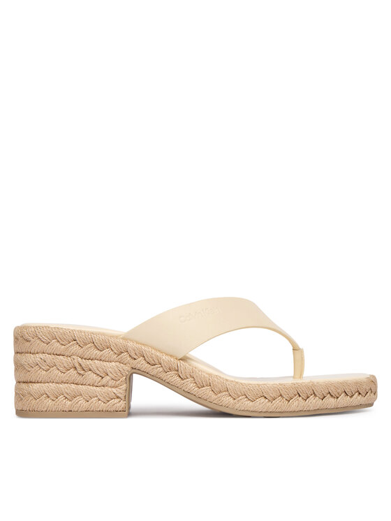 Calvin Klein Calvin Klein Pantoletten Block Heel Espa 50 Thong Lth HW0HW02902 Beige