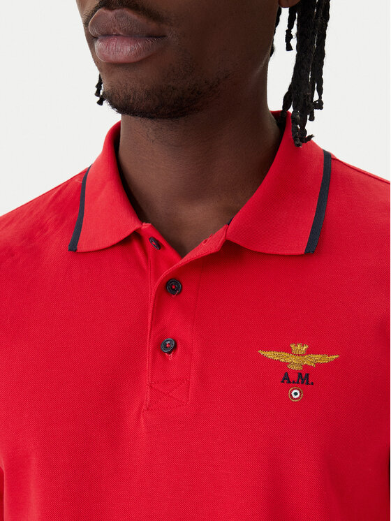 Aeronautica Militare Aeronautica Militare Тениска с яка и копчета 261PO1308UP00082 Червен Regular Fit