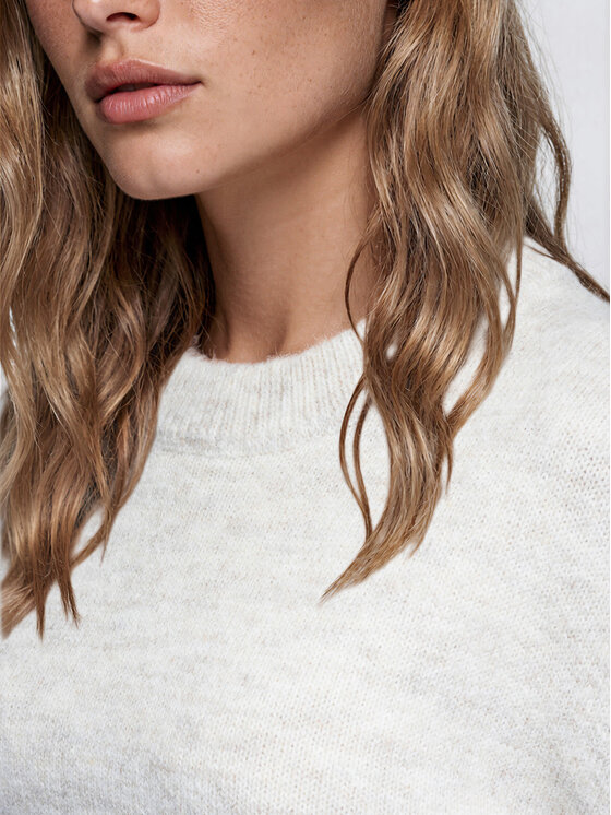 Ombre Ombre Sweter OW-SW-E0062 Beżowy Relaxed Fit