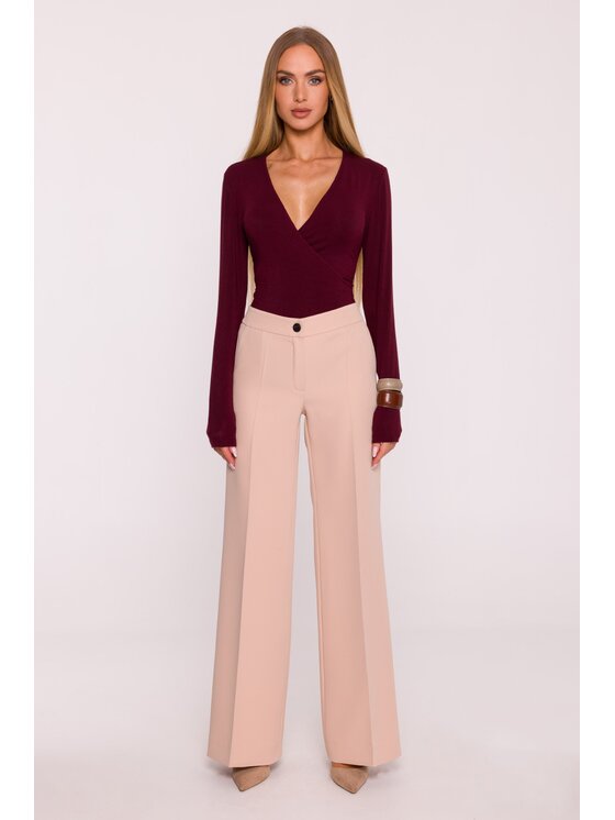 Made of Emotion Made of Emotion Spodnie materiałowe M875 Beżowy Wide Leg