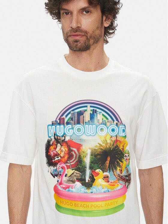 HUGO HUGO Majica Duwood 50538512 Bela Relaxed Fit