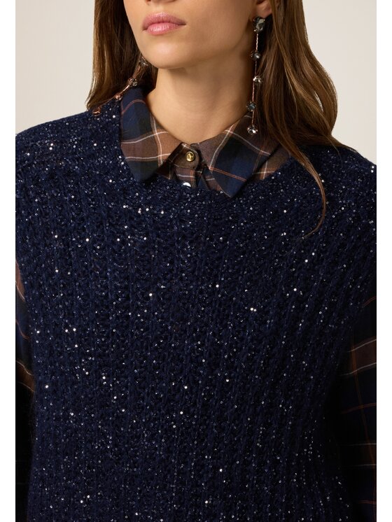 Oltre Oltre Cardigan M149E002157N034 Blu Regular Fit