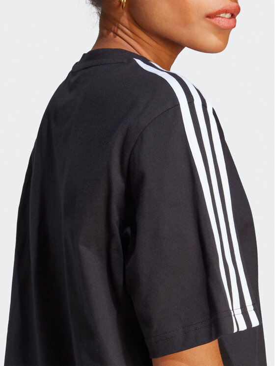 adidas adidas Každodenné šaty Essentials 3-Stripes Single Jersey Boyfriend Tee Dress HR4923 Čierna Loose Fit