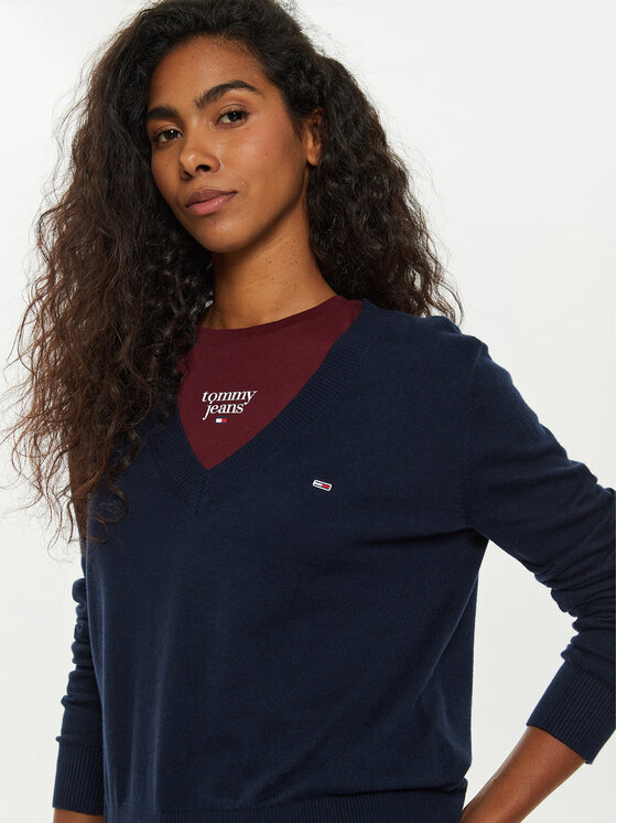 Tommy Jeans Tommy Jeans Pulover Tjw Essential DW0DW18670 Mornarsko modra Regular Fit