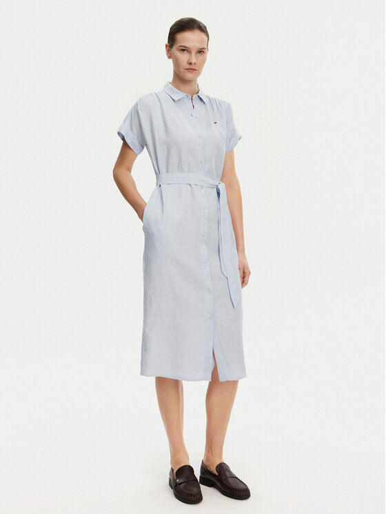 Tommy Hilfiger Tommy Hilfiger Rochie tip cămașă Ess WW0WW44653 Albastru celest Regular Fit