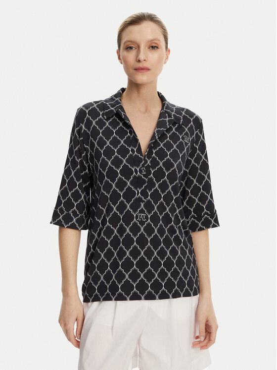 Max Mara Beachwear Max Mara Beachwear Blúz Prugna 2516951019 Fekete Regular Fit