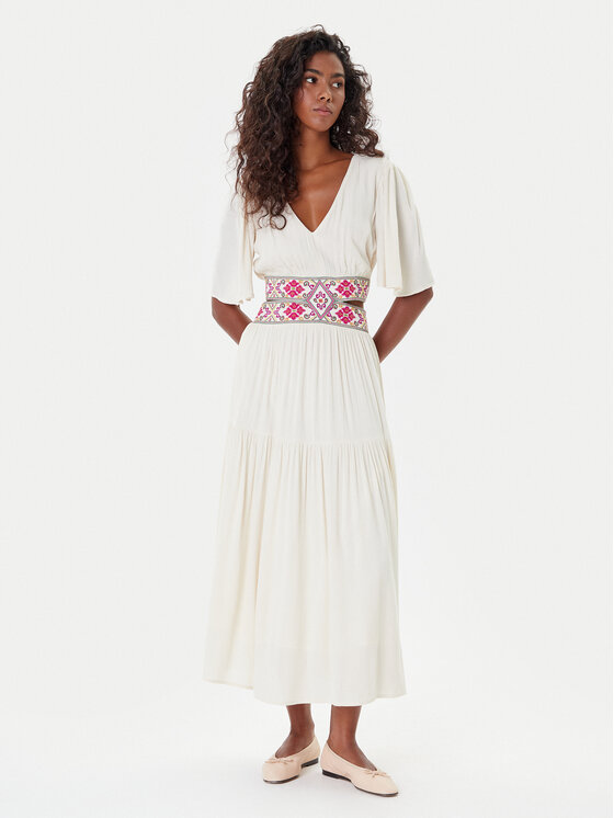 Desigual Desigual Sommerkleid Element 25SWVW98 Weiß Regular Fit