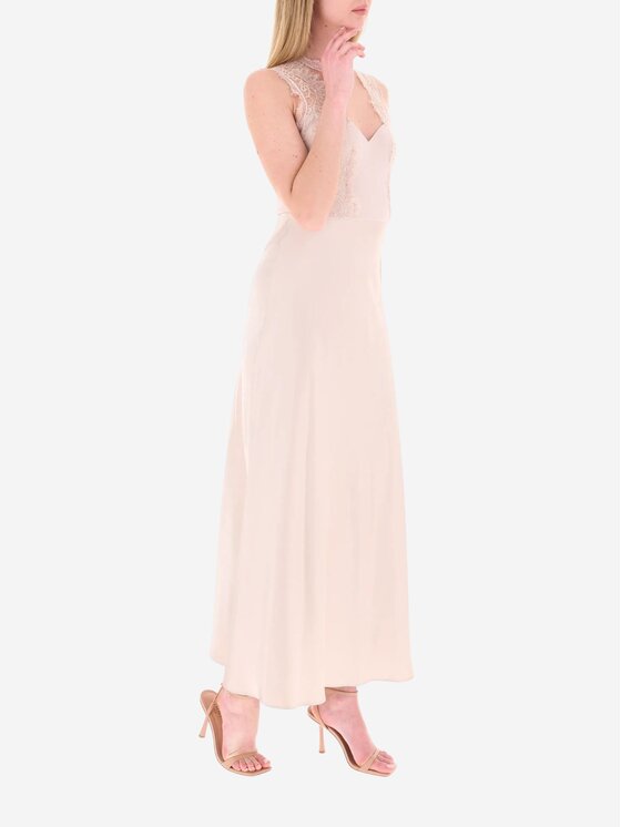 Rinascimento Rinascimento Φόρεμα βραδινό ABITO LUNGO BUSTIER IN PIZZO Μπεζ Slim Fit