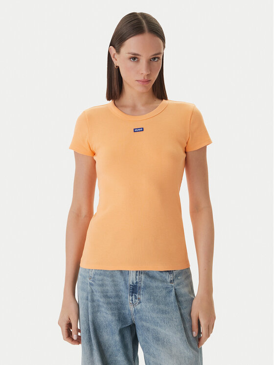 HUGO Tricou Easy 50523924 Portocaliu Slim Fit