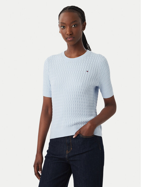 Tommy Hilfiger Pulover WW0WW41787 Albastru deschis Regular Fit