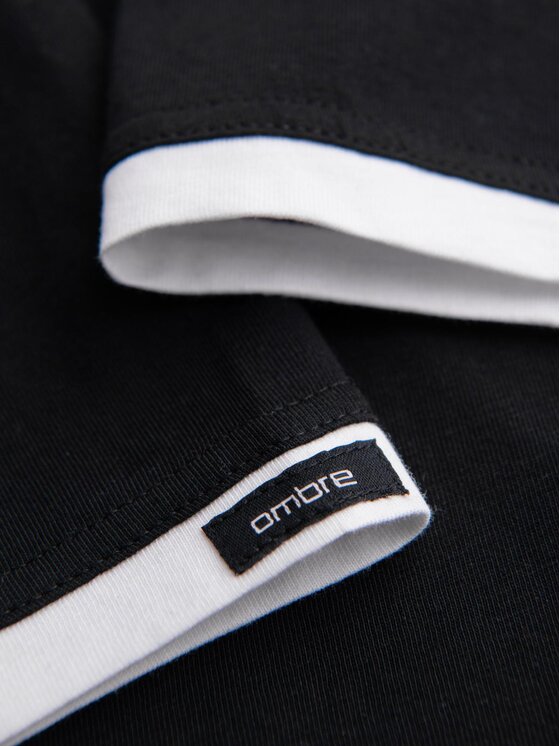 Ombre Ombre T-Shirt OM-TSCT-0256 Czarny Regular Fit