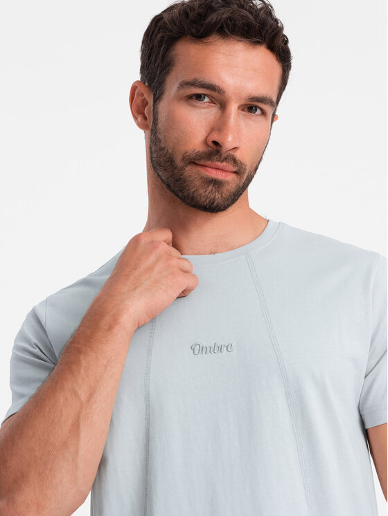 Ombre Ombre T-Shirt OM-TSCT-0170 Šedá Regular Fit