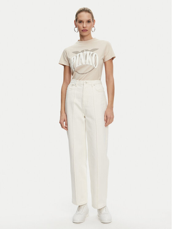 PINKO PINKO T-Shirt Start 101752 A2CT Beżowy Regular Fit