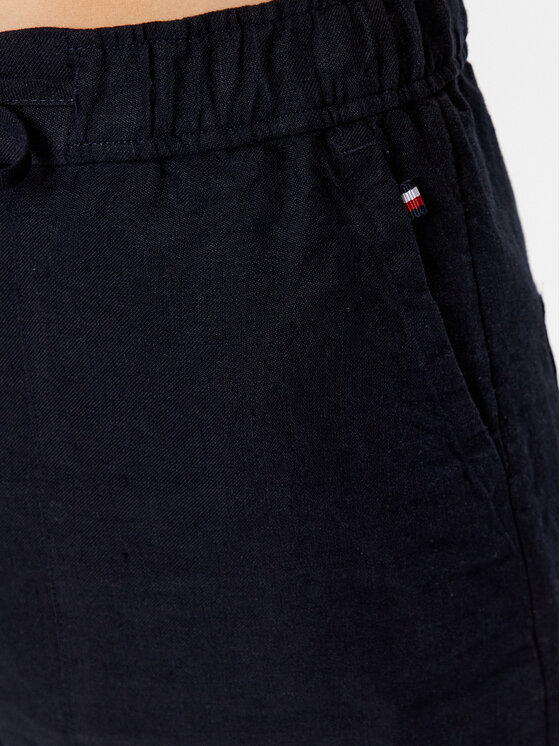 Tommy Hilfiger Tommy Hilfiger Bavlnené nohavice WW0WW37752 Tmavomodrá Boyfriend Fit