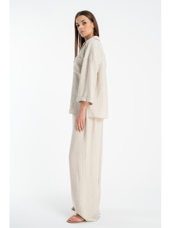 CLICK CLICK Koszula 10-6893 Beżowy Comfortable Fit
