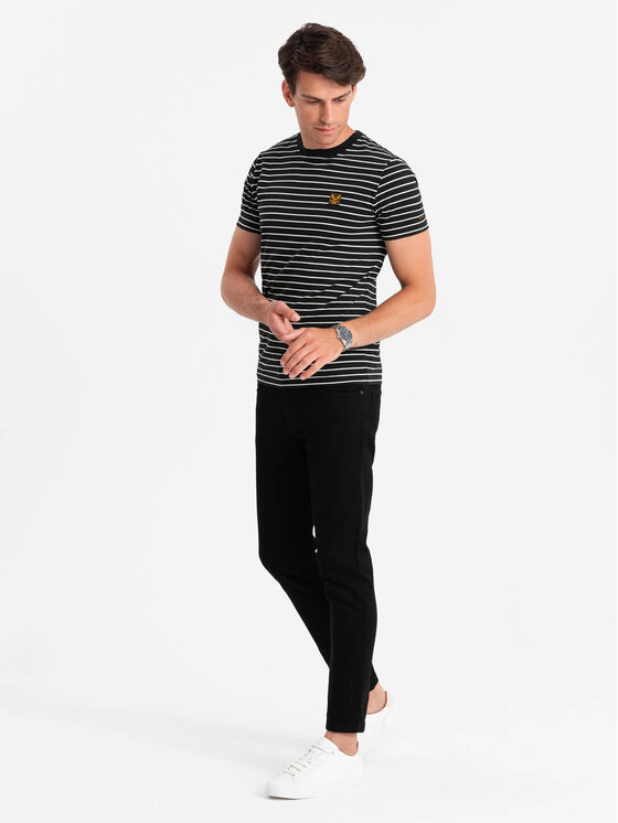 Ombre Ombre T-Shirt OM-TSCT-0183 Czarny Regular Fit