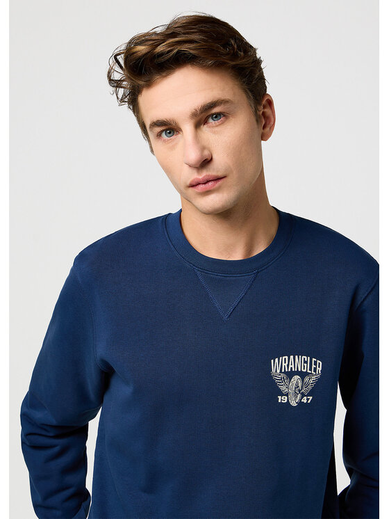 Wrangler Wrangler Felpa Americana Crew Blu Comfort Fit