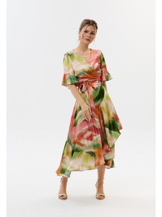 Mirons Mirons Sukienka wieczorowa Print Zielony Feminine Fit