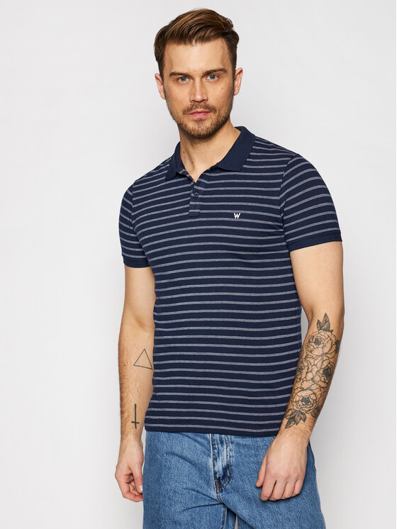 Wrangler Wrangler Polo Ss Yd Stripe W7ALKD114 112131349 Granatowy Regular Fit