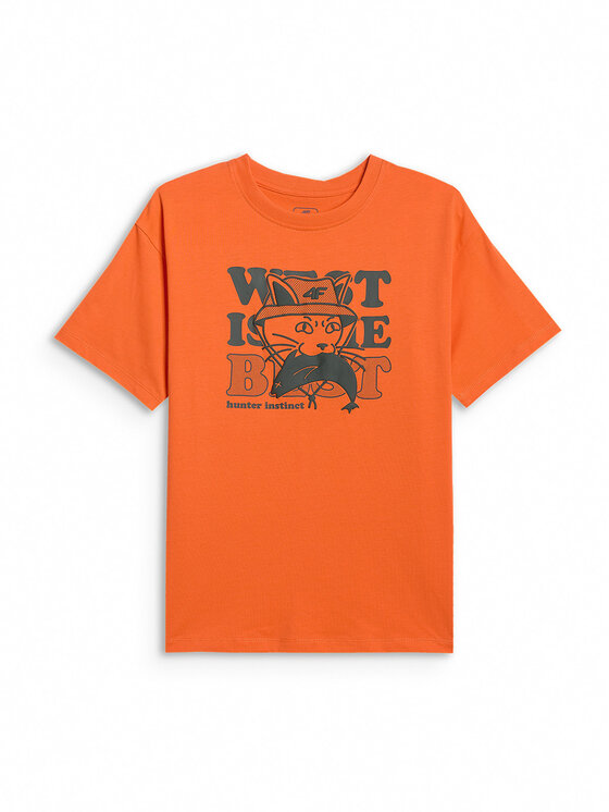4F 4F T-Shirt HIKING TRIP Pomarańczowy Loose Fit
