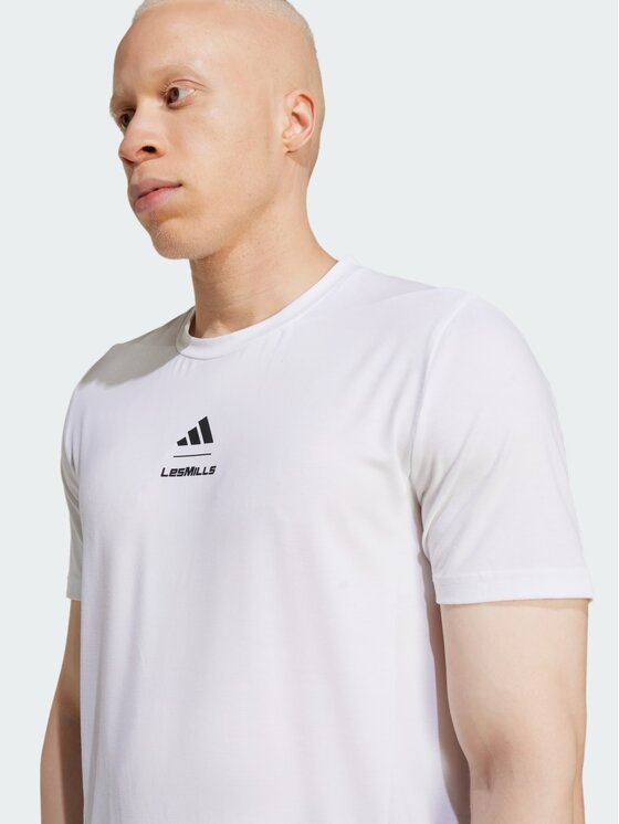 adidas adidas Koszulka techniczna Les Mills Graphic Tee Biały Slim Fit