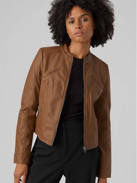 Vero Moda Vero Moda Bunda z imitácie kože Favodona 10288555 Hnedá Regular Fit