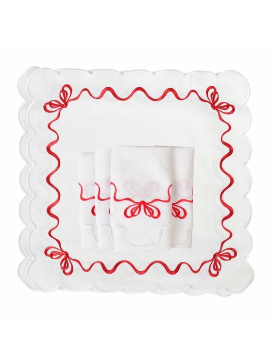 Roseberry Home Roseberry Home Serwetki Serwetki haftowane Christmas Bows Biały