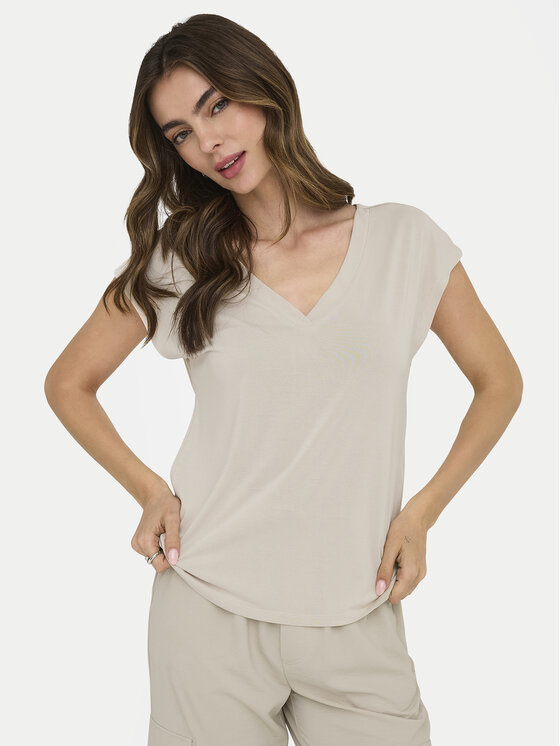 ONLY ONLY Футболка Free 15287041 Бежевий Regular Fit