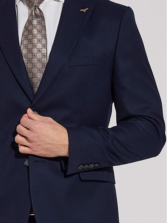 VILLARO VILLARO Garnitur GAR232VIM Granatowy Slim Fit