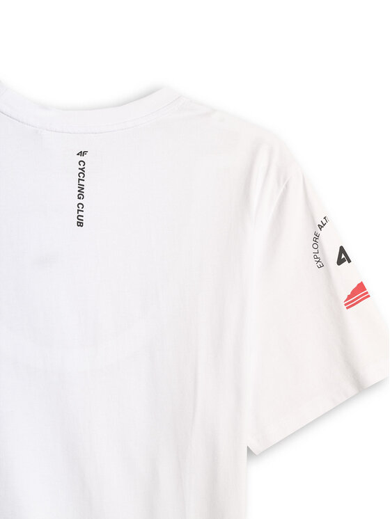 4F 4F T-Shirt WHEEL & WAVE Biały Regular Fit