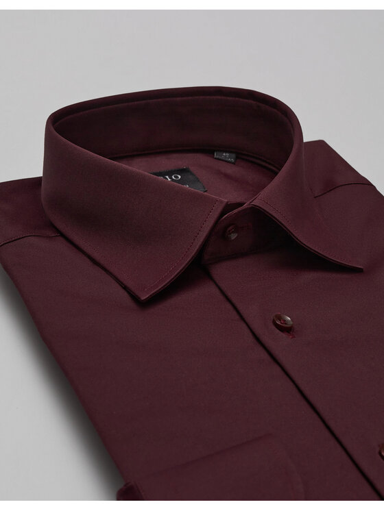 Borgio Borgio Koszula lumia Bordowy Slim Fit