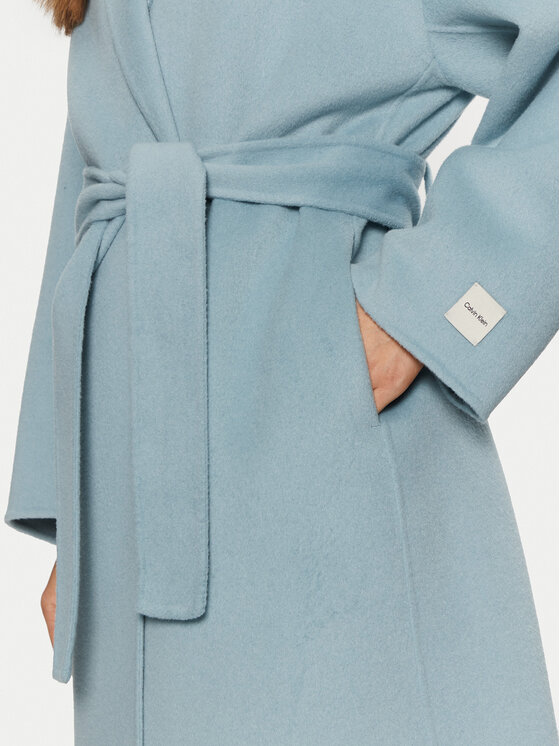 Calvin Klein Calvin Klein Płaszcz wełniany K20K207813 Błękitny Regular Fit