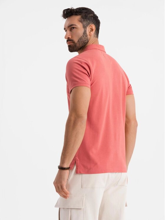 Ombre Ombre Polo OM-POSS-0103 Różowy Regular Fit