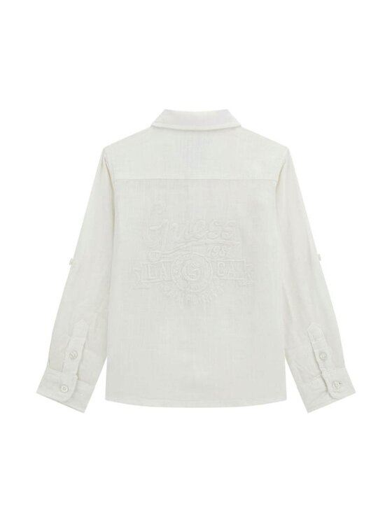 Guess Kids Guess Kids Πουκάμισο Camicia gmt dye linen blend Λευκό Regular Fit