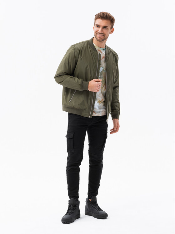 Ombre Ombre Kurtka bomber C538 Zielony Regular Fit