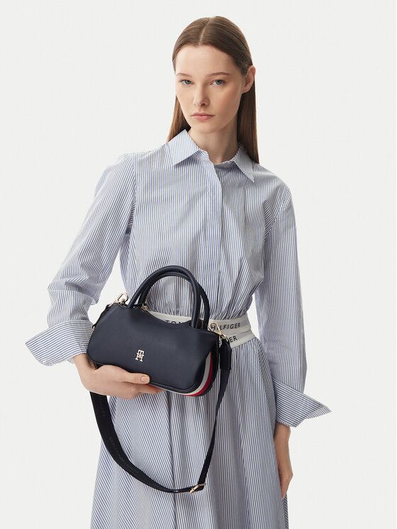 Tommy Hilfiger Geantă Th Logotape Mini Satchel AW0AW18743 Bleumarin