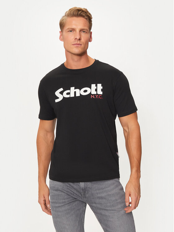 SCHOTT N.Y.C. T-krekls TSLOGO Melns Regular Fit