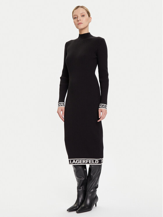 KARL LAGERFELD KARL LAGERFELD Трикотажна сукня A4W13028 Чорний Slim Fit